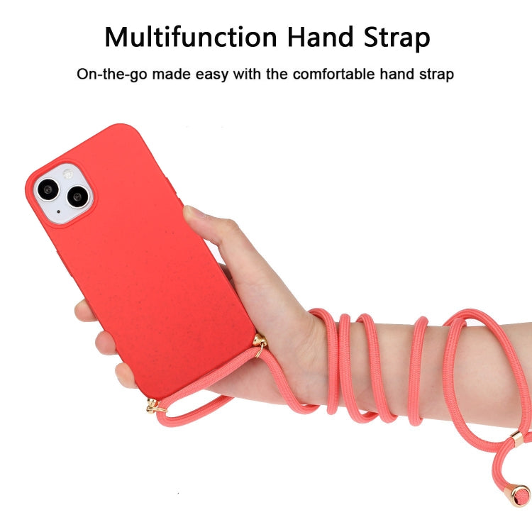 For iPhone 15 Plus Wheat Straw Material + TPU Phone Case with Lanyard(Red) - free shipping - PMC TechLife - Order now!