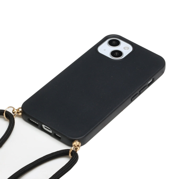 For iPhone 15 Plus Wheat Straw Material + TPU Phone Case with Lanyard(Black) - free shipping - PMC TechLife - Order now!