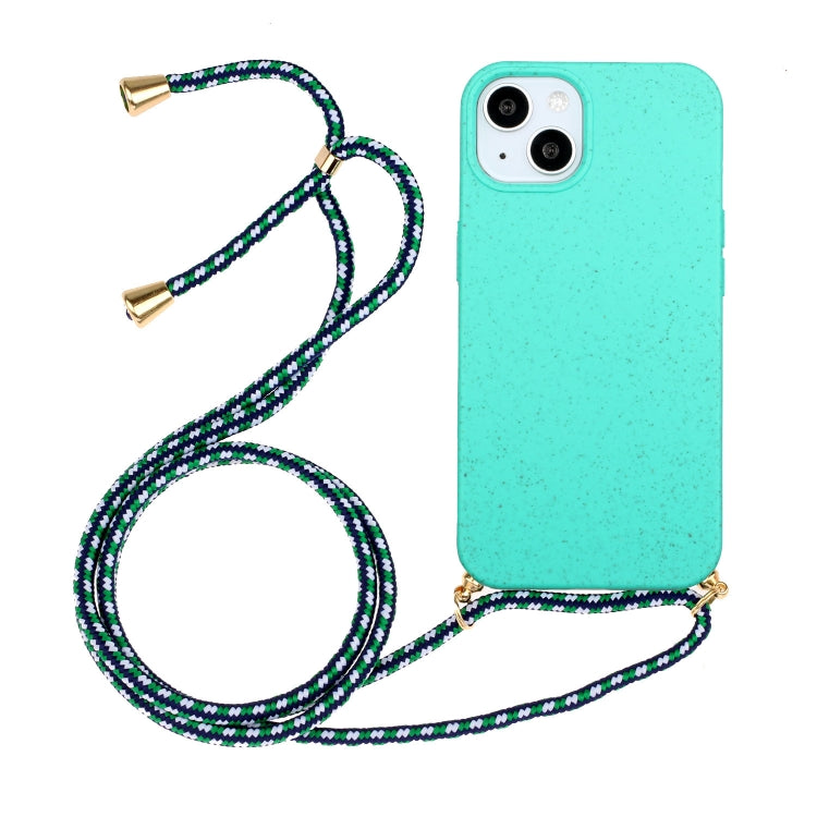 For iPhone 15 Plus Wheat Straw Material + TPU Phone Case with Lanyard(Green) - free shipping - PMC TechLife - Order now!