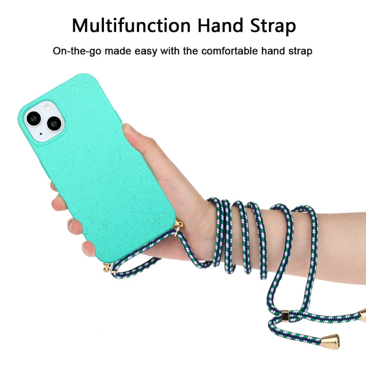 For iPhone 15 Plus Wheat Straw Material + TPU Phone Case with Lanyard(Green) - free shipping - PMC TechLife - Order now!
