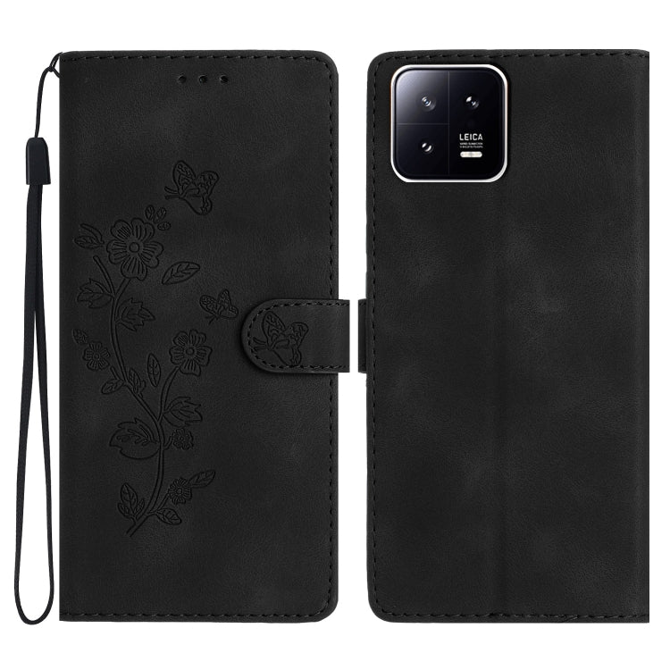 For Xiaomi 13 Pro Flower Butterfly Embossing Pattern Leather Phone Case(Black) - free shipping - PMC TechLife - Order now!