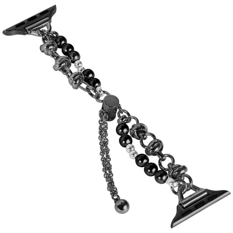 For Apple Watch Series 9 41mm Pearl Bracelet Metal Watch Band(Black) - Watch Bands by PMC TechLife | Online Shopping South Africa | PMC TechLife