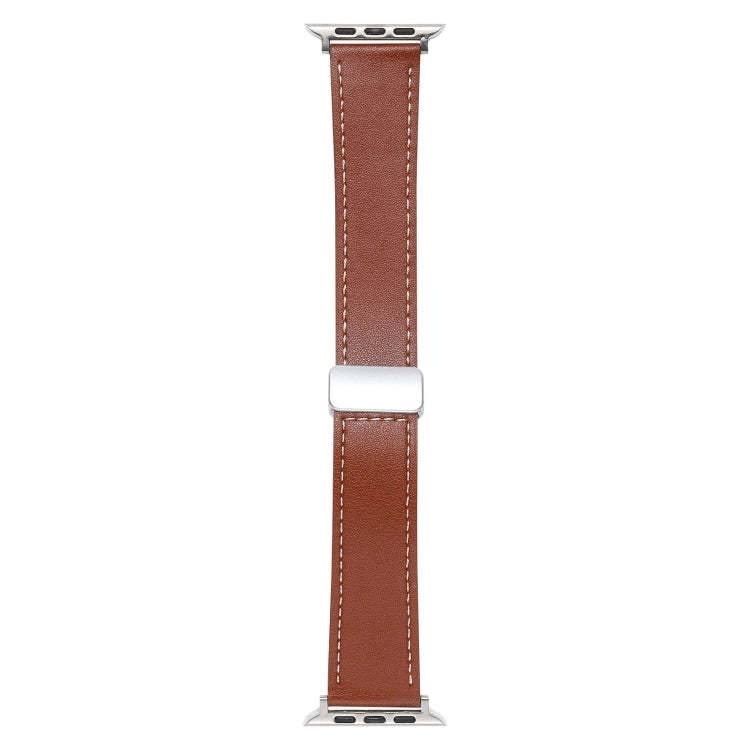 For Apple Watch 6 44mm Magnetic Buckle Skin Feel Leather Watch Band(Brown) - Watch Bands by PMC TechLife | Online Shopping South Africa | PMC TechLife
