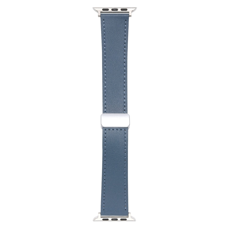 For Apple Watch 5 44mm Magnetic Buckle Skin Feel Leather Watch Band(Light Blue) - Watch Bands by PMC TechLife | Online Shopping South Africa | PMC TechLife