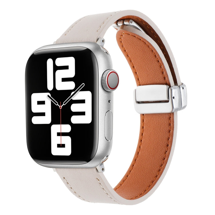For Apple Watch 4 40mm Magnetic Buckle Skin Feel Leather Watch Band(Apricot) - Watch Bands by PMC TechLife | Online Shopping South Africa | PMC TechLife