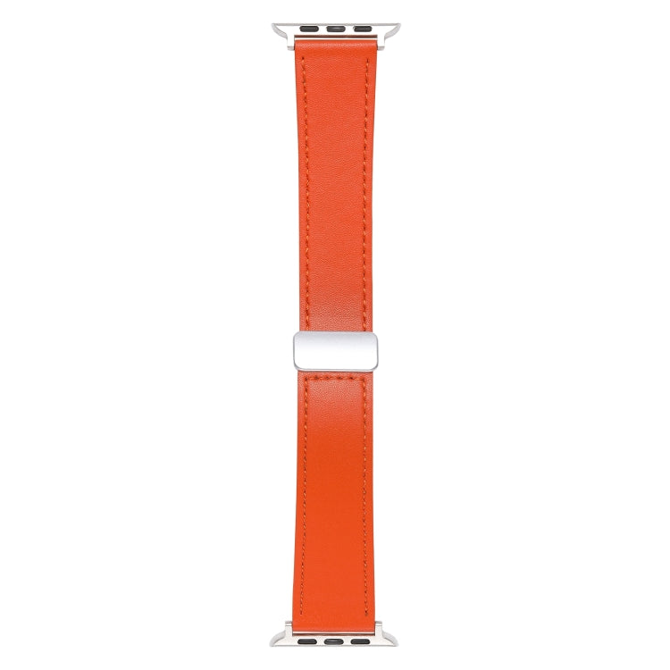 For Apple Watch 2 38mm Magnetic Buckle Skin Feel Leather Watch Band(Orange) - Watch Bands by PMC TechLife | Online Shopping South Africa | PMC TechLife