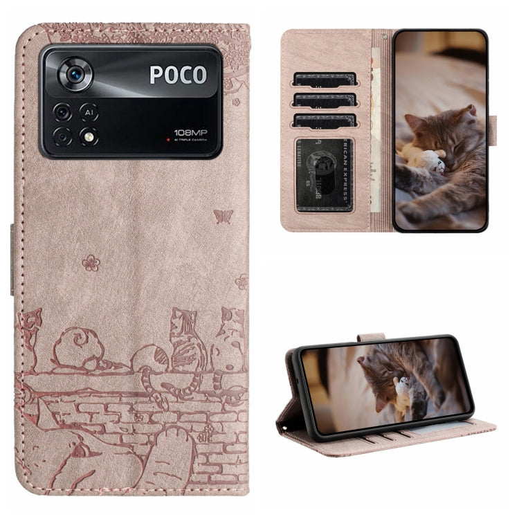 For Xiaomi Poco X4 Pro 5G Cat Embossing Pattern Leather Phone Case with Lanyard(Grey) - free shipping - PMC TechLife - Order now!