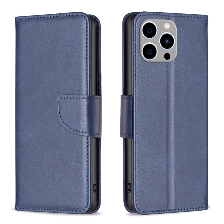 For iPhone 15 Pro Max Lambskin Texture Pure Color Flip Leather Phone Case(Blue) - free shipping - PMC TechLife - Order now!