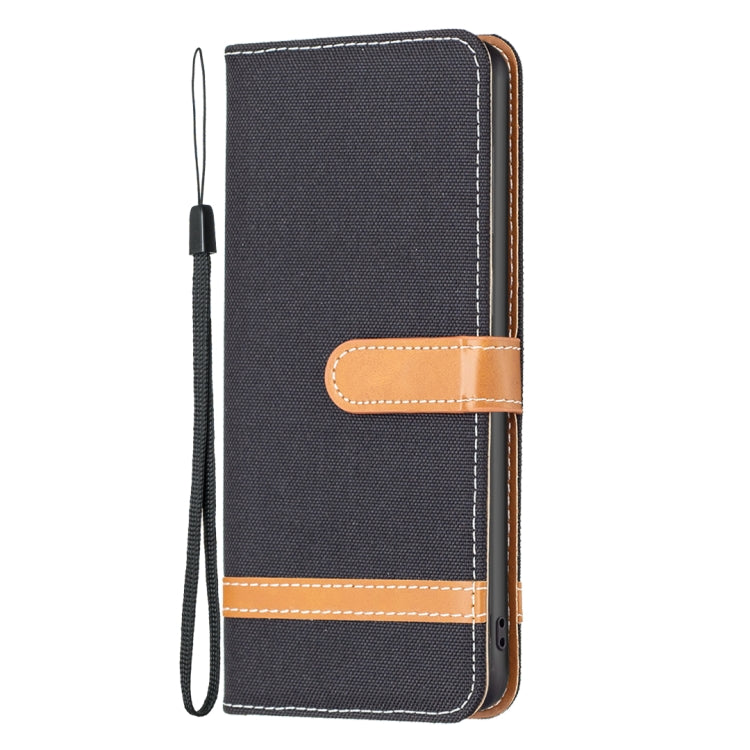 For iPhone 15 Pro Max Color Block Denim Texture Leather Phone Case(Black) - free shipping - PMC TechLife - Order now!