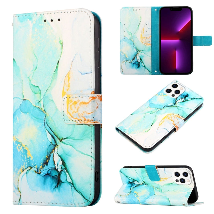 For iPhone 15 Pro Max PT003 Marble Pattern Flip Leather Phone Case(Green) - free shipping - PMC TechLife - Order now!