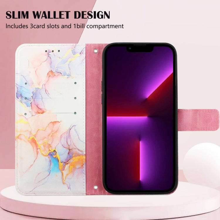 For iPhone 15 Pro PT003 Marble Pattern Flip Leather Phone Case(Galaxy Marble White) - free shipping - PMC TechLife - Order now!