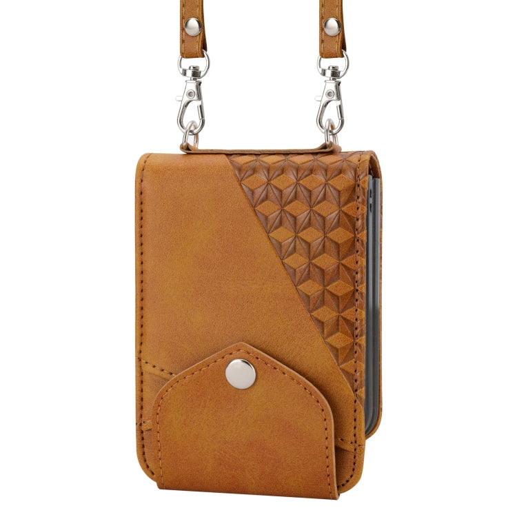 For Samsung Galaxy Z Flip5 Cubic Grid Calf Texture Magnetic Leather Phone Case(Yellow) - free shipping - PMC TechLife - Order now!