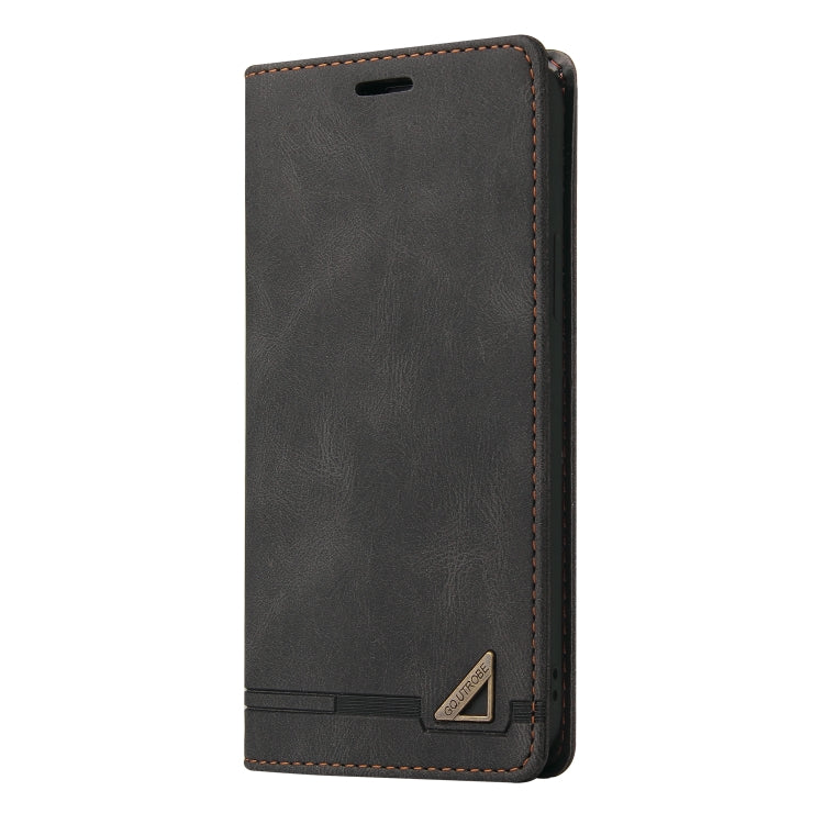For Xiaomi Redmi Note 12 Pro+ India GQUTROBE Skin Feel Anti-theft Brush Horizontal Flip Leather Case with Holder(Black) - free shipping - PMC TechLife - Order now!