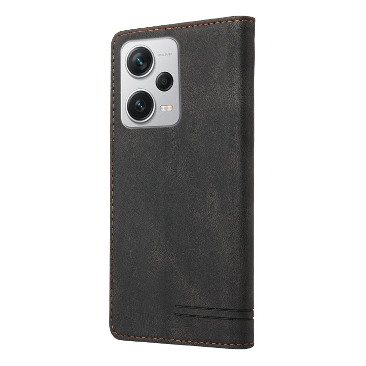 For Xiaomi Redmi Note 12 Pro+ India GQUTROBE Skin Feel Anti-theft Brush Horizontal Flip Leather Case with Holder(Black) - free shipping - PMC TechLife - Order now!