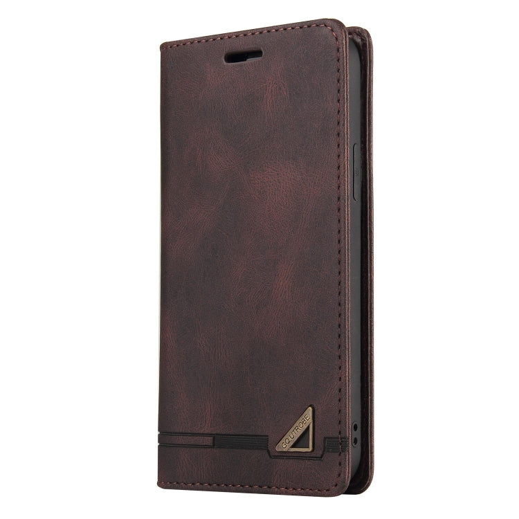 For Xiaomi Poco F5 5G/Redmi Note 12 Turbo 5G GQUTROBE Skin Feel Anti-theft Brush Horizontal Flip Leather Case with Holder(Brown) - free shipping - PMC TechLife - Order now!