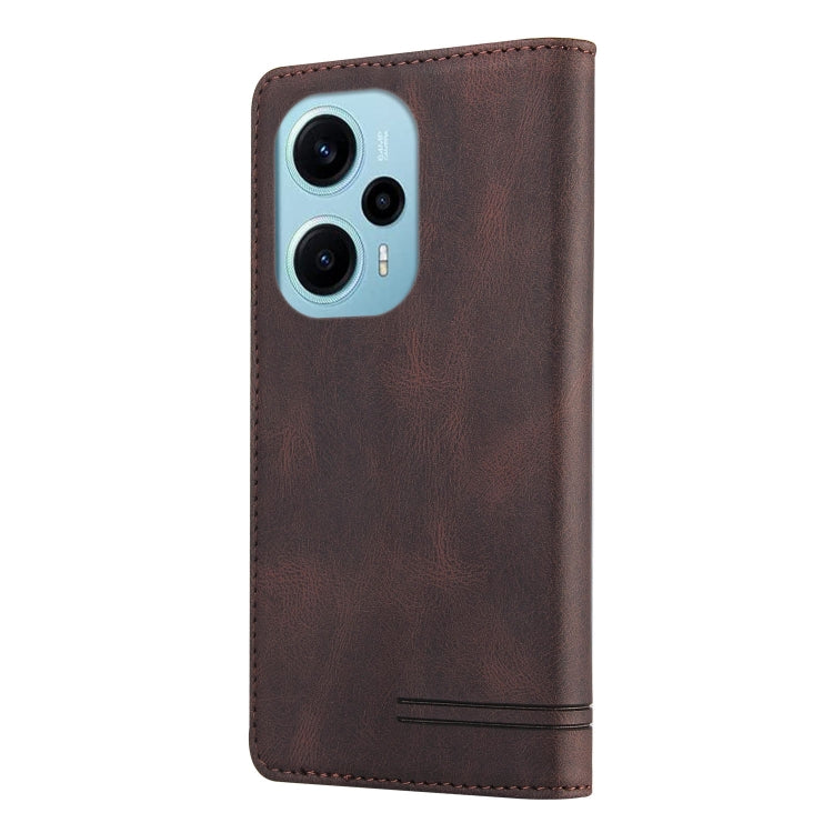 For Xiaomi Poco F5 5G/Redmi Note 12 Turbo 5G GQUTROBE Skin Feel Anti-theft Brush Horizontal Flip Leather Case with Holder(Brown) - free shipping - PMC TechLife - Order now!