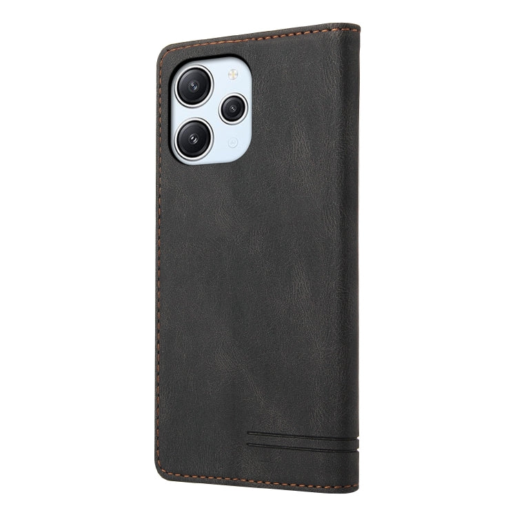 For Xiaomi Redmi 12 Skin Feel Anti-theft Brush Horizontal Flip Leather Case with Holder(Black) - Xiaomi Cases by PMC TechLife | Online Shopping South Africa | PMC TechLife | Buy Now Pay Later Mobicred