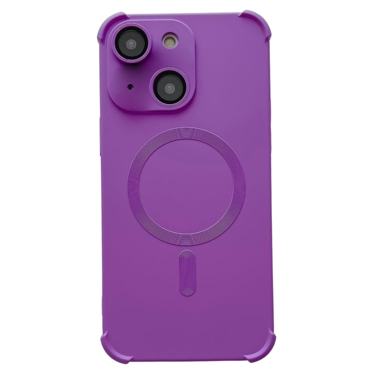 For iPhone 14 Plus Four Corner Shockproof Skin Feel MagSafe Magnetic Phone Case(Purple) - free shipping - PMC TechLife - Order now!