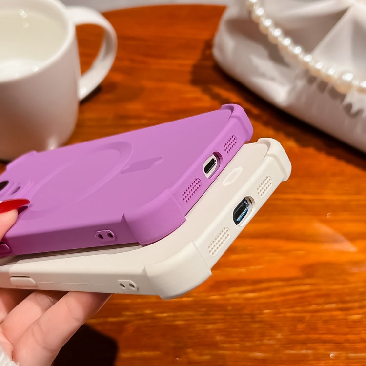 For iPhone 14 Plus Four Corner Shockproof Skin Feel MagSafe Magnetic Phone Case(Purple) - free shipping - PMC TechLife - Order now!