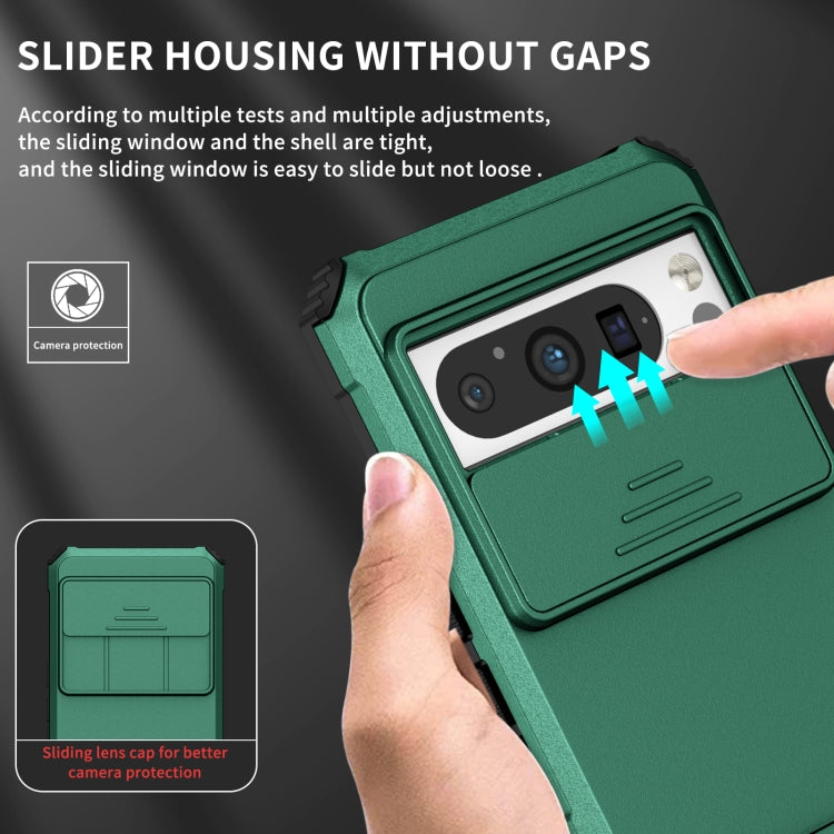 For Google Pixel 8 Pro Stereoscopic Holder Sliding Camshield Phone Case(Green) - free shipping - PMC TechLife - Order now!