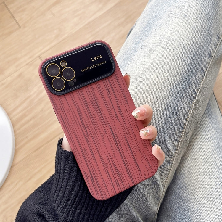 For iPhone 14 Pro Wood Grain TPU Phone Case with Lens Film(Red) - iPhone 14 Pro Cases by PMC TechLife | Online Shopping South Africa | PMC TechLife