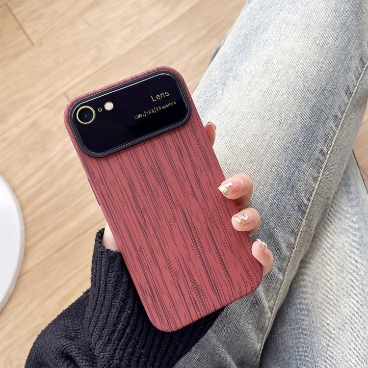 For iPhone SE 2022 / 2020 / 8 / 7 Wood Grain TPU Phone Case with Lens Film(Red) - iPhone SE 2022 / 2020 / 8 / 7 Cases by PMC TechLife | Online Shopping South Africa | PMC TechLife