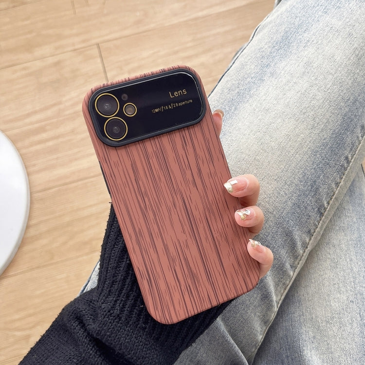 For iPhone 12 Wood Grain TPU Phone Case with Lens Film(Brown) - iPhone 12 / 12 Pro Cases by PMC TechLife | Online Shopping South Africa | PMC TechLife
