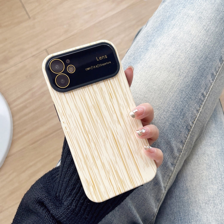 For iPhone 11 Wood Grain TPU Phone Case with Lens Film(Beige) - iPhone 11 Cases by PMC TechLife | Online Shopping South Africa | PMC TechLife