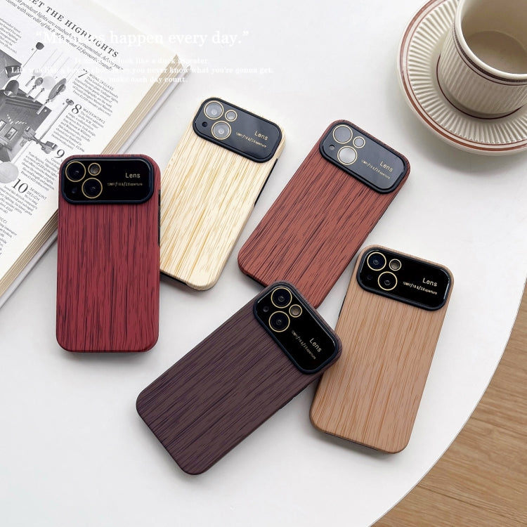 For iPhone 12 Pro Wood Grain TPU Phone Case with Lens Film(Beige) - iPhone 12 / 12 Pro Cases by PMC TechLife | Online Shopping South Africa | PMC TechLife