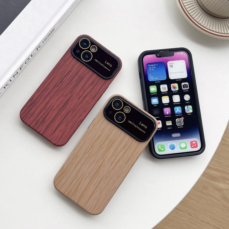 For iPhone 12 Wood Grain TPU Phone Case with Lens Film(Grey) - iPhone 12 / 12 Pro Cases by PMC TechLife | Online Shopping South Africa | PMC TechLife