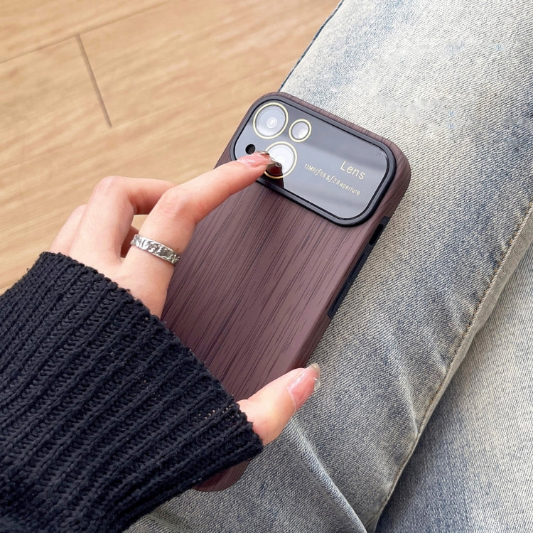 For iPhone 14 Plus Wood Grain TPU Phone Case with Lens Film(Red) - iPhone 14 Plus Cases by PMC TechLife | Online Shopping South Africa | PMC TechLife