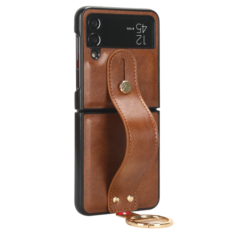For Samsung Galaxy Z Flip4 Wristband Leather Back Phone Case(Brown) - free shipping - PMC TechLife - Order now!