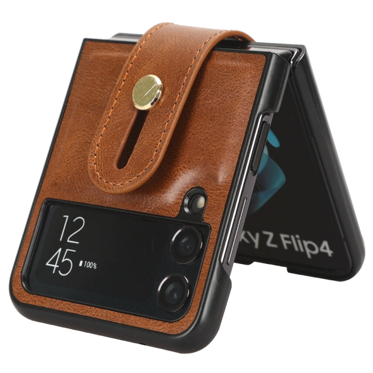 For Samsung Galaxy Z Flip4 Wristband Leather Back Phone Case(Brown) - free shipping - PMC TechLife - Order now!