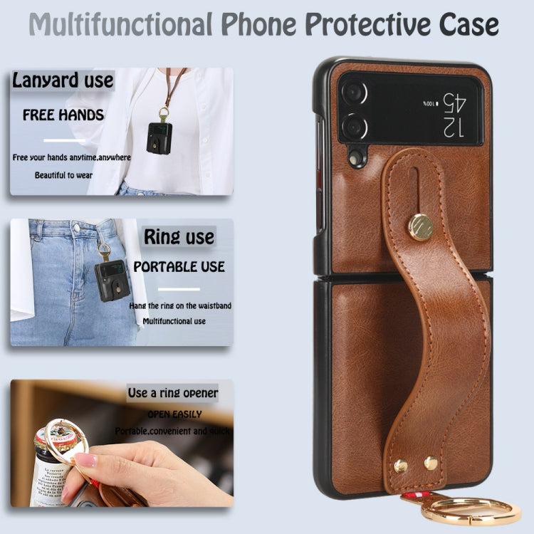 For Samsung Galaxy Z Flip4 Wristband Leather Back Phone Case(Brown) - free shipping - PMC TechLife - Order now!