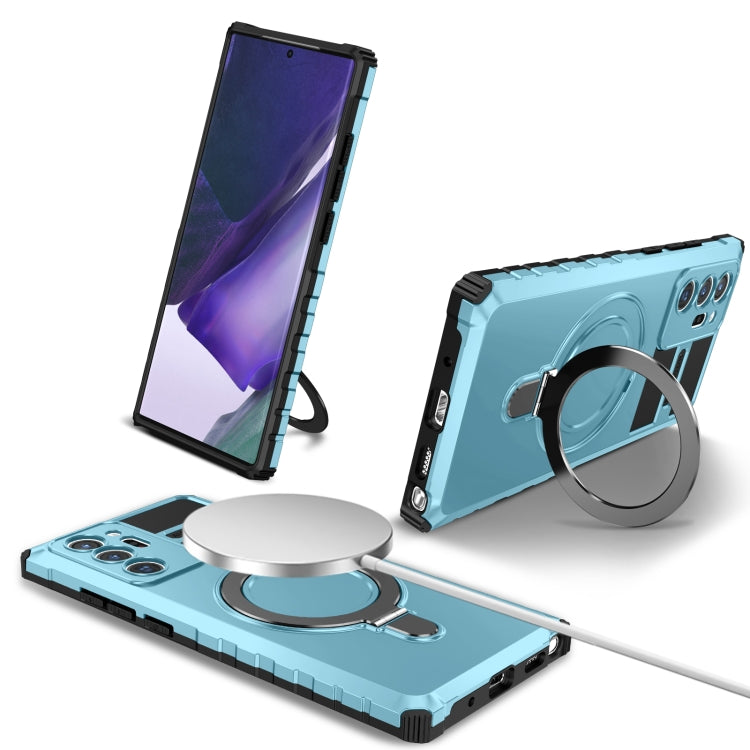 For Samsung Galaxy Note20 Ultra MagSafe Magnetic Holder Phone Case(Light Blue) - Galaxy Note20 Ultra Cases by PMC TechLife | Online Shopping South Africa | PMC TechLife