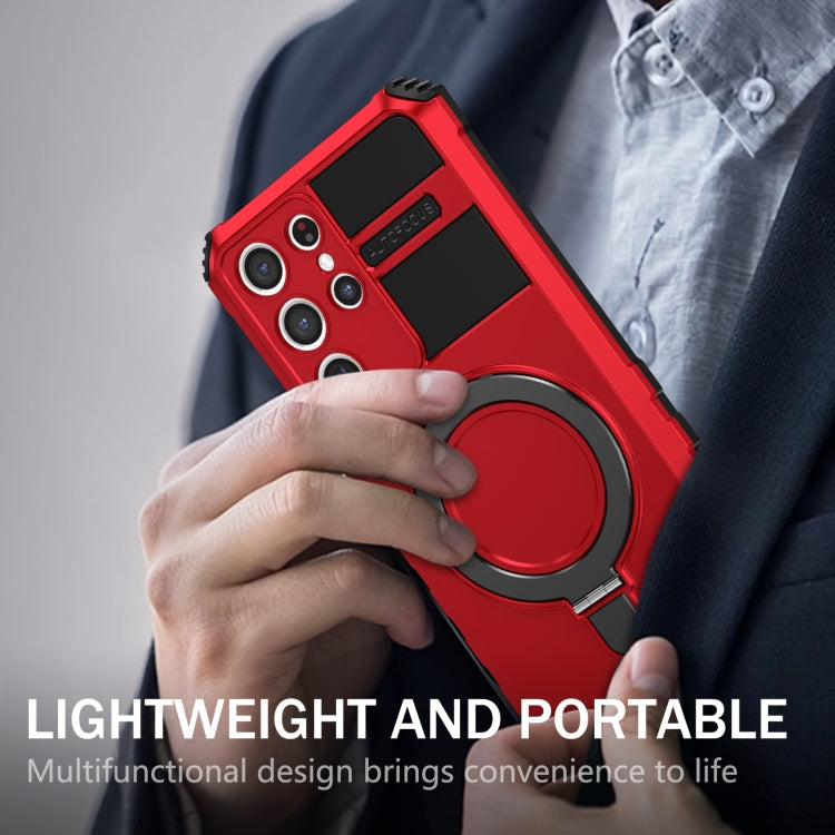 For Samsung Galaxy S21 Ultra 5G MagSafe Magnetic Holder Phone Case(Red) - Galaxy S21 Ultra 5G Cases by PMC TechLife | Online Shopping South Africa | PMC TechLife