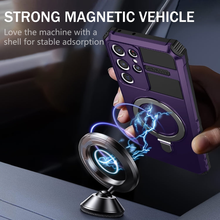 For Samsung Galaxy S21 Ultra 5G MagSafe Magnetic Holder Phone Case(Purple) - Galaxy S21 Ultra 5G Cases by PMC TechLife | Online Shopping South Africa | PMC TechLife