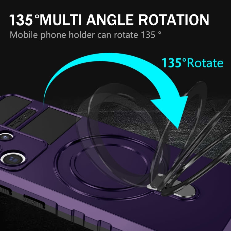 For Samsung Galaxy S21 Ultra 5G MagSafe Magnetic Holder Phone Case(Purple) - Galaxy S21 Ultra 5G Cases by PMC TechLife | Online Shopping South Africa | PMC TechLife