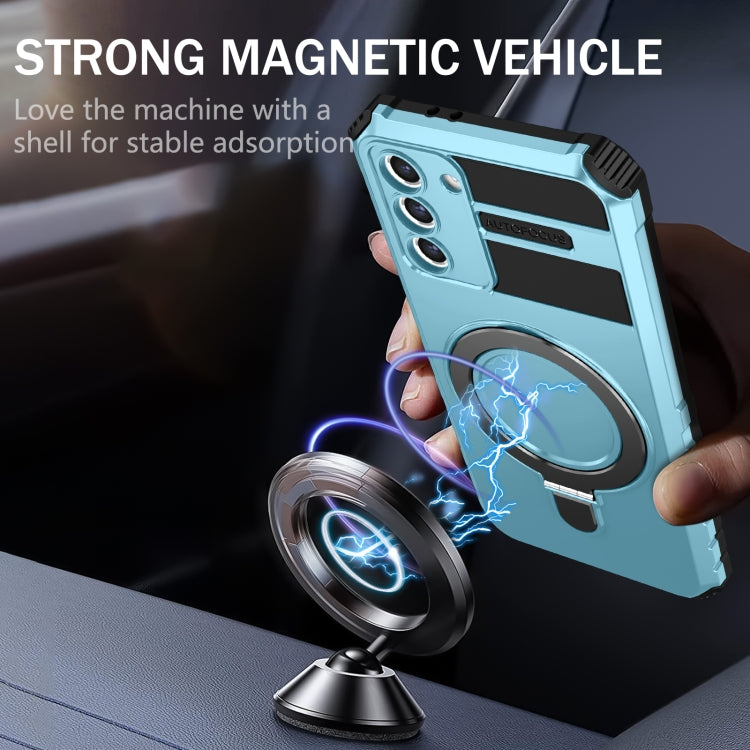For Samsung Galaxy S21+ 5G MagSafe Magnetic Holder Phone Case(Light Blue) - Galaxy S21+ 5G Cases by PMC TechLife | Online Shopping South Africa | PMC TechLife