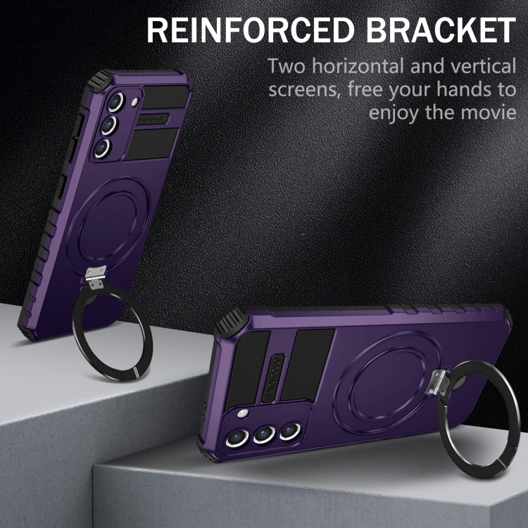 For Samsung Galaxy S21+ 5G MagSafe Magnetic Holder Phone Case(Purple) - Galaxy S21+ 5G Cases by PMC TechLife | Online Shopping South Africa | PMC TechLife