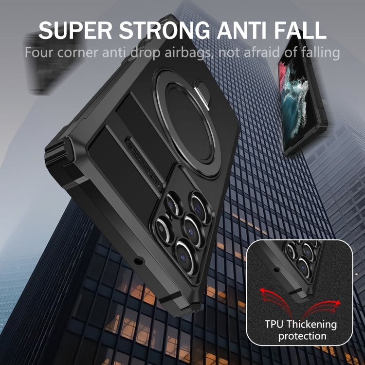 For Samsung Galaxy S22 Ultra 5G MagSafe Magnetic Holder Phone Case(Black) - Galaxy S22 Ultra 5G Cases by PMC TechLife | Online Shopping South Africa | PMC TechLife