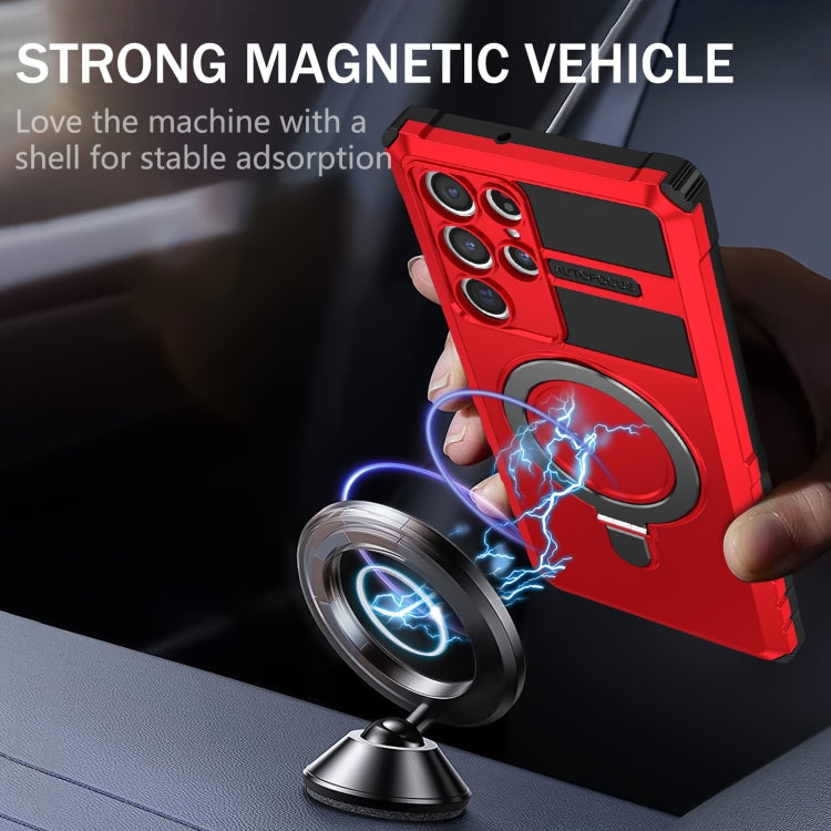 For Samsung Galaxy S22 Ultra 5G MagSafe Magnetic Holder Phone Case(Red) - Galaxy S22 Ultra 5G Cases by PMC TechLife | Online Shopping South Africa | PMC TechLife | Buy Now Pay Later Mobicred