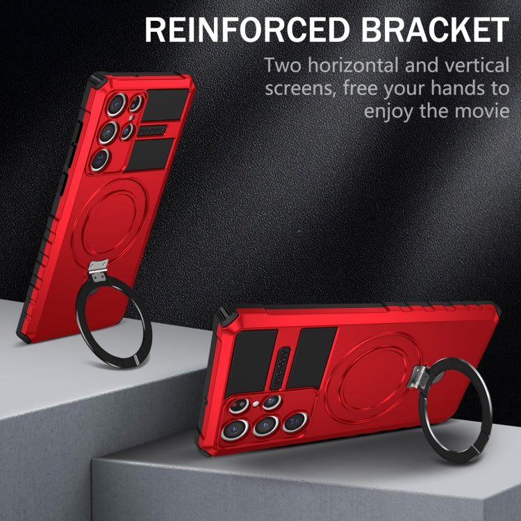 For Samsung Galaxy S22 Ultra 5G MagSafe Magnetic Holder Phone Case(Red) - Galaxy S22 Ultra 5G Cases by PMC TechLife | Online Shopping South Africa | PMC TechLife | Buy Now Pay Later Mobicred
