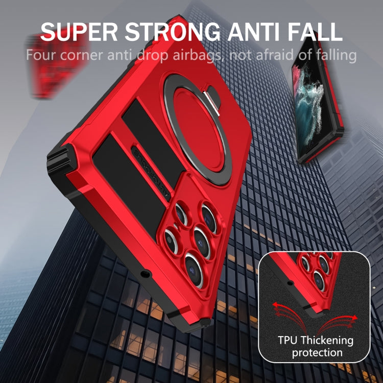 For Samsung Galaxy S22 Ultra 5G MagSafe Magnetic Holder Phone Case(Red) - Galaxy S22 Ultra 5G Cases by PMC TechLife | Online Shopping South Africa | PMC TechLife | Buy Now Pay Later Mobicred