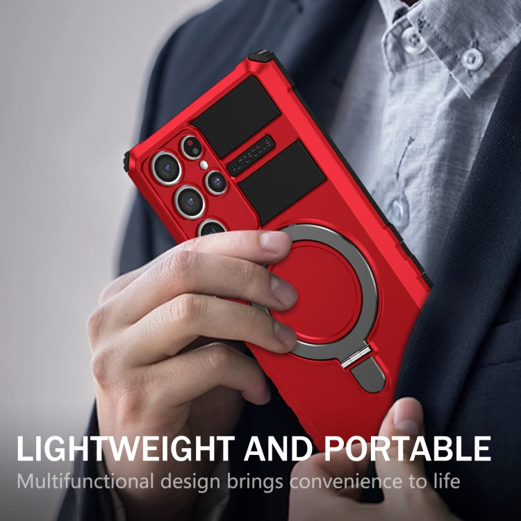For Samsung Galaxy S22 Ultra 5G MagSafe Magnetic Holder Phone Case(Red) - Galaxy S22 Ultra 5G Cases by PMC TechLife | Online Shopping South Africa | PMC TechLife | Buy Now Pay Later Mobicred