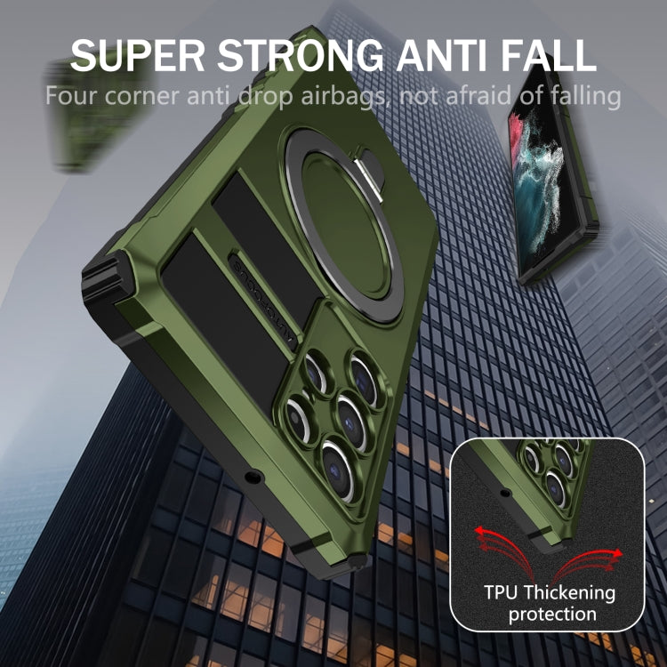 For Samsung Galaxy S22 Ultra 5G MagSafe Magnetic Holder Phone Case(Green) - Galaxy S22 Ultra 5G Cases by PMC TechLife | Online Shopping South Africa | PMC TechLife