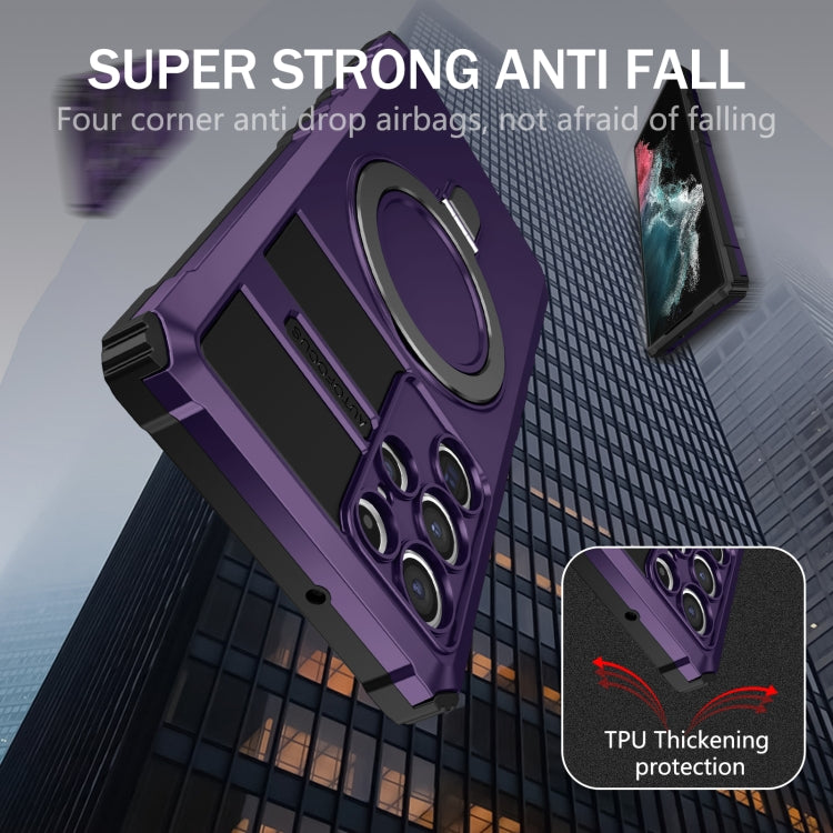 For Samsung Galaxy S22 Ultra 5G MagSafe Magnetic Holder Phone Case(Purple) - Galaxy S22 Ultra 5G Cases by PMC TechLife | Online Shopping South Africa | PMC TechLife
