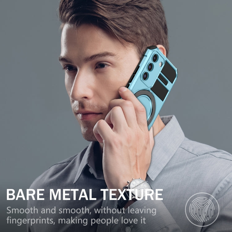 For Samsung Galaxy S22 5G MagSafe Magnetic Holder Phone Case(Light Blue) - Galaxy S22 5G Cases by PMC TechLife | Online Shopping South Africa | PMC TechLife