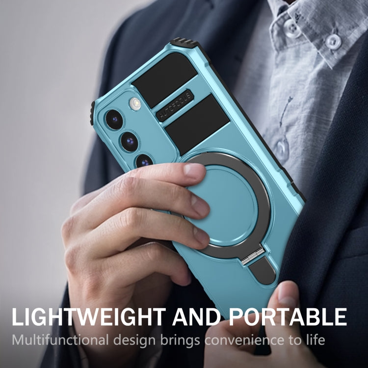 For Samsung Galaxy S22 5G MagSafe Magnetic Holder Phone Case(Light Blue) - Galaxy S22 5G Cases by PMC TechLife | Online Shopping South Africa | PMC TechLife