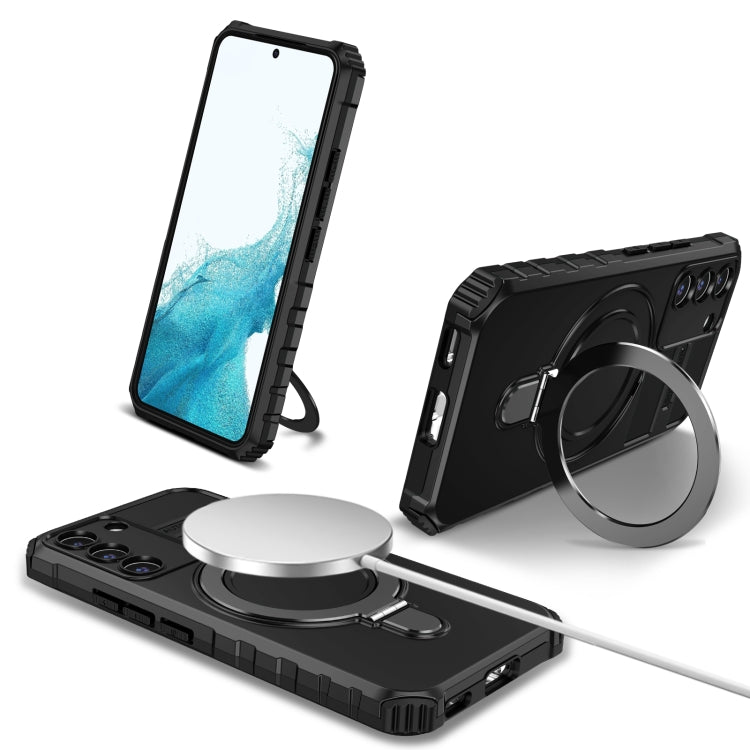 For Samsung Galaxy S22+ 5G MagSafe Magnetic Holder Phone Case(Black) - free shipping - PMC TechLife - Order now!